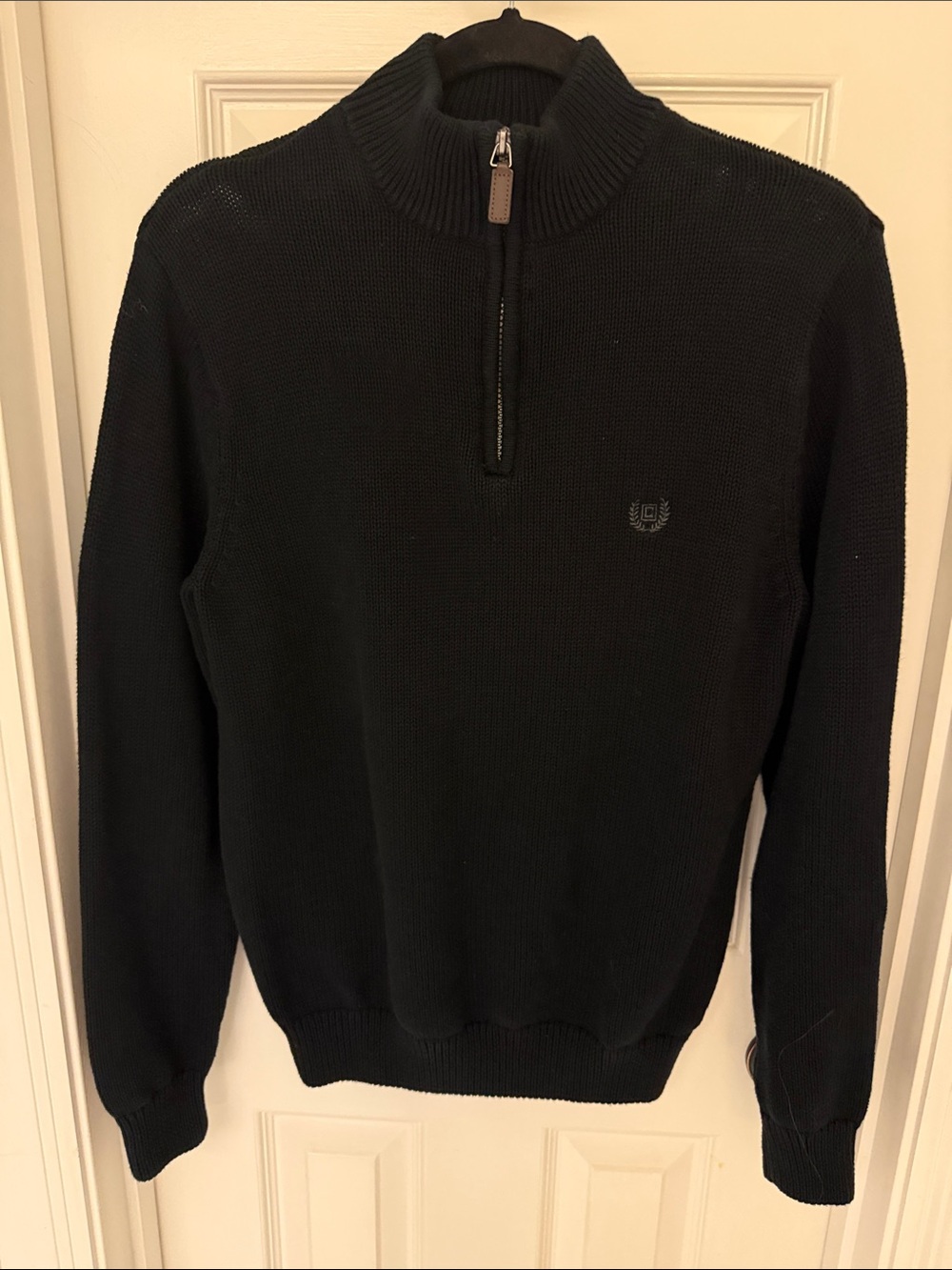 Chaps Men’s Black Zip-Neck Textured Knit Sweater